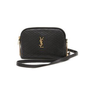 YVES SAINT LAURENT Black Lambskin Leather Shoulder Bag